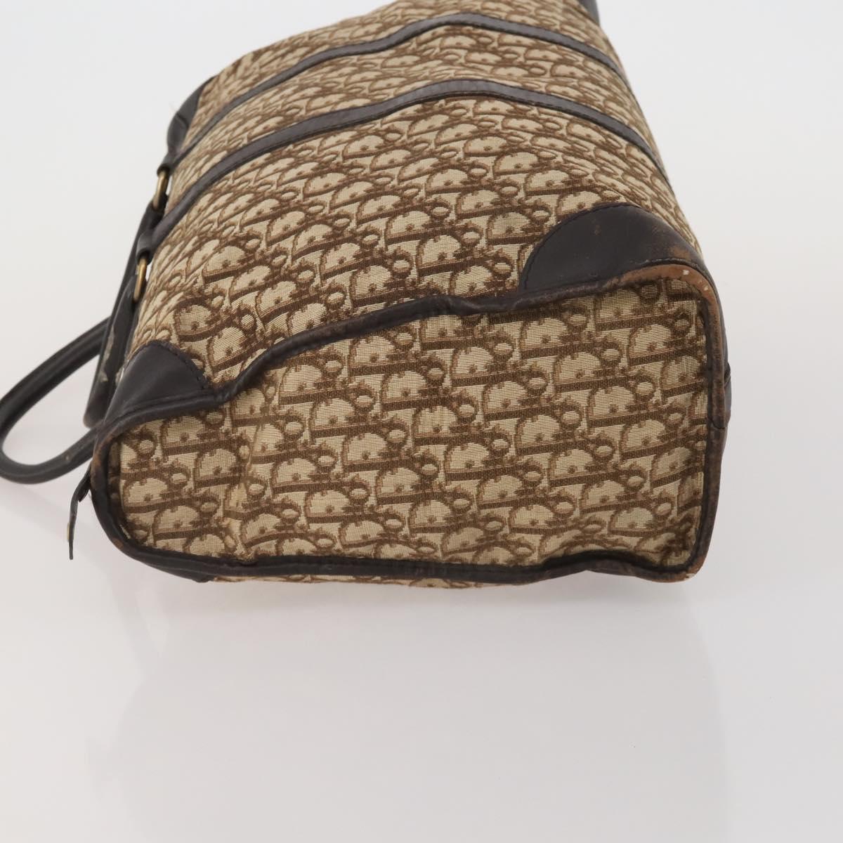 Christian Dior Trotter Canvas Boston Bag Beige Gold Auth 197651
