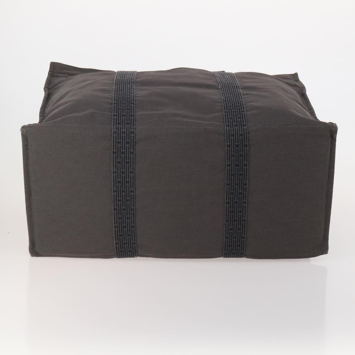 HERMES Her Line TGM Hand Bag Canvas Gray Silver Auth 197652A