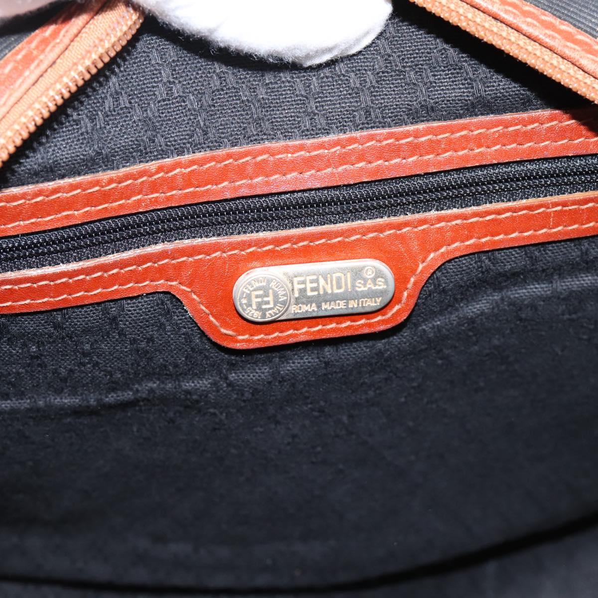 FENDI Pecan Canvas Boston Bag PVC Black Brown Auth 197655
