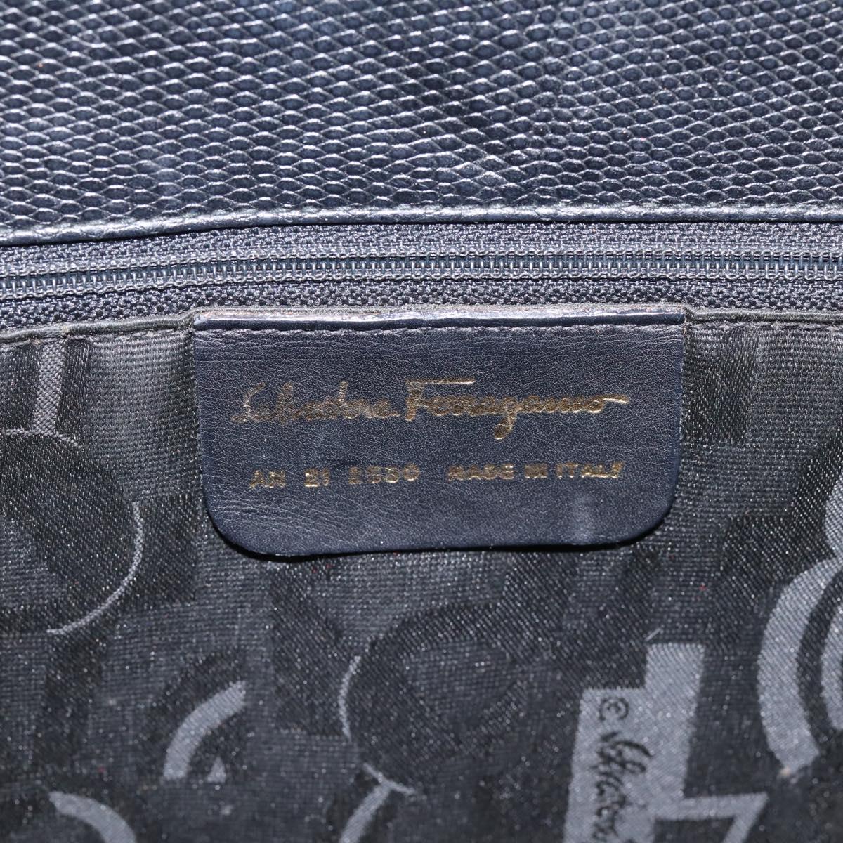 Salvatore Ferragamo Vala Shoulder Bag Leather Black Gold Auth 197656