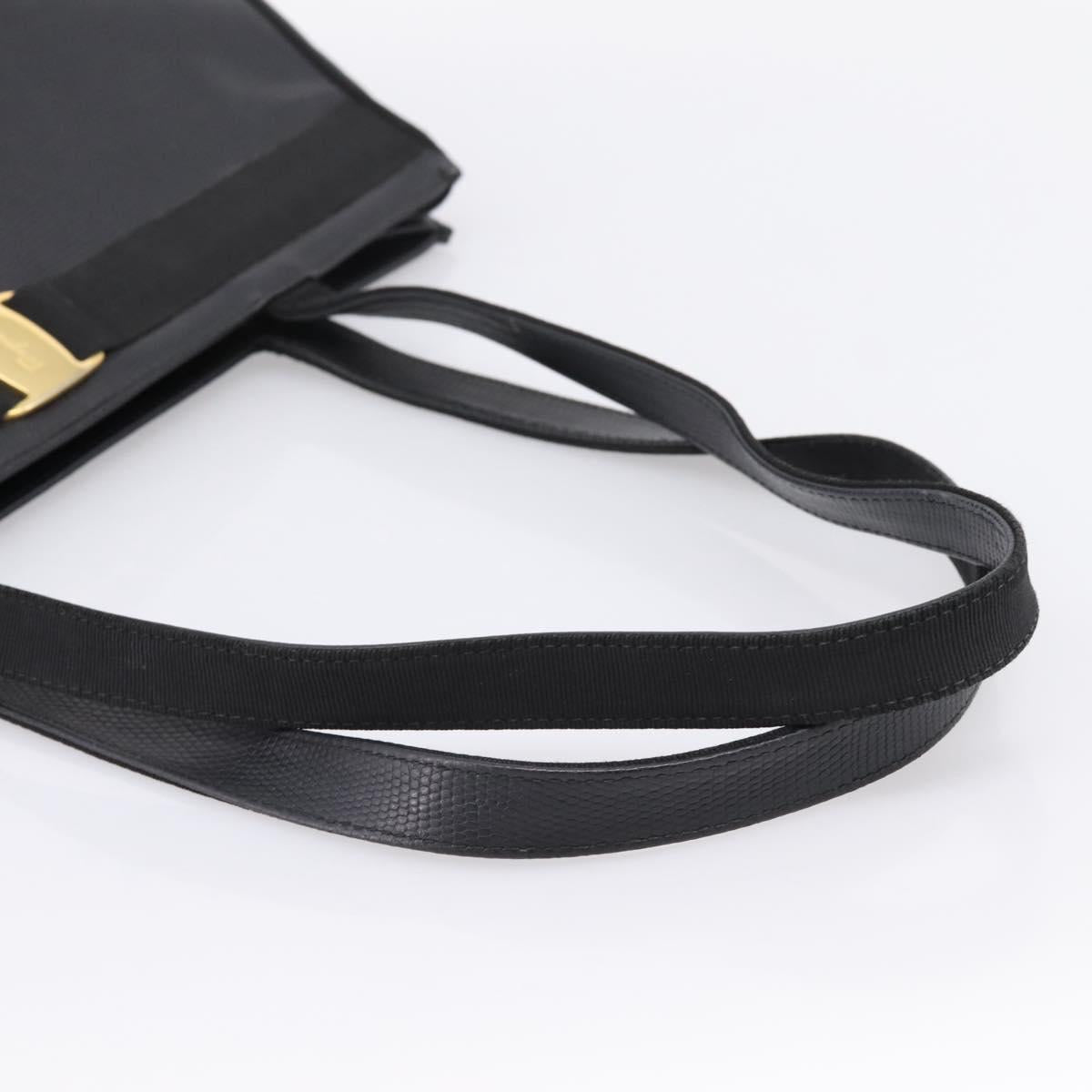 Salvatore Ferragamo Vala Shoulder Bag Leather Black Gold Auth 197656