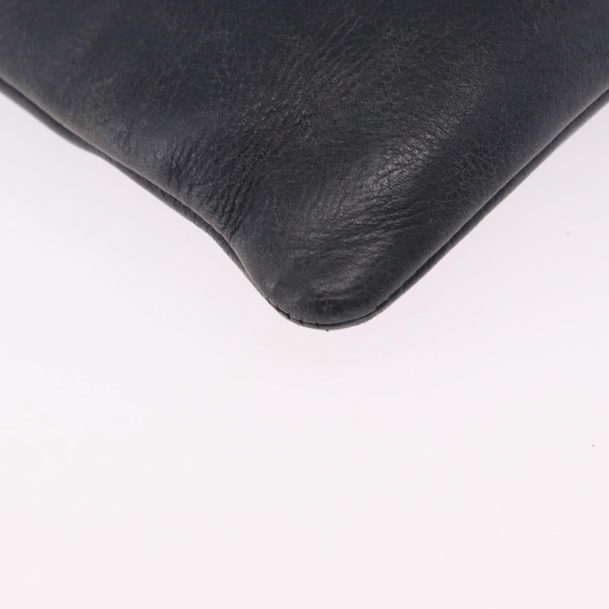 LOEWE Shoulder Bag Leather Navy Gold Auth 197659