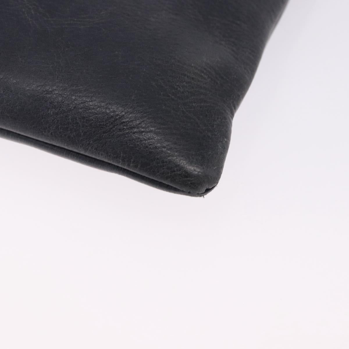 LOEWE Shoulder Bag Leather Navy Gold Auth 197659