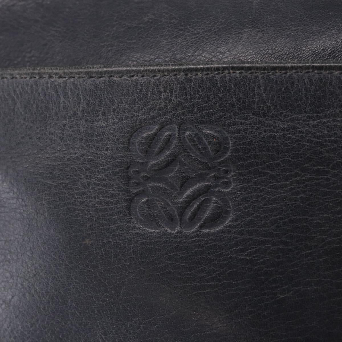 LOEWE Shoulder Bag Leather Navy Gold Auth 197659