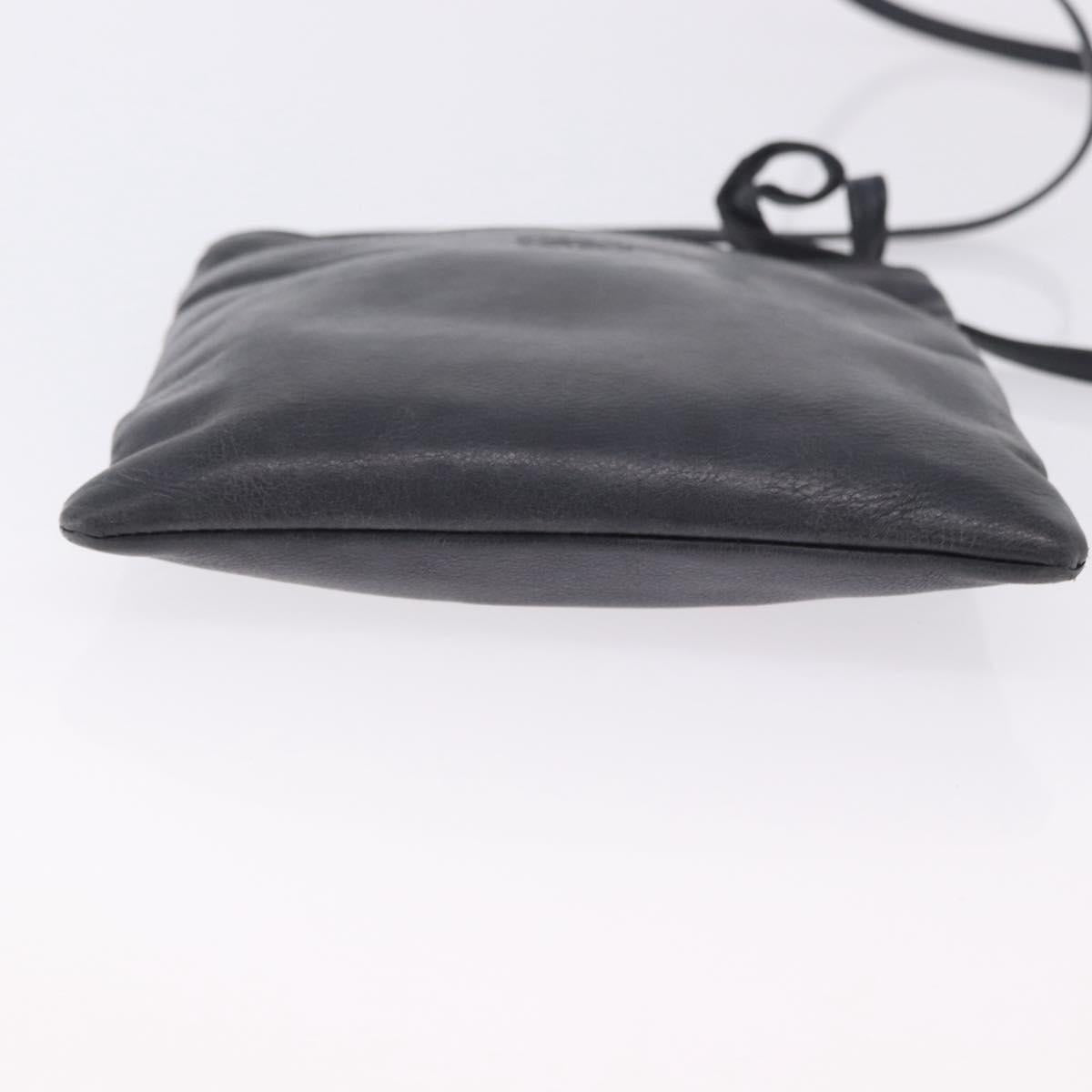 LOEWE Shoulder Bag Leather Navy Gold Auth 197659