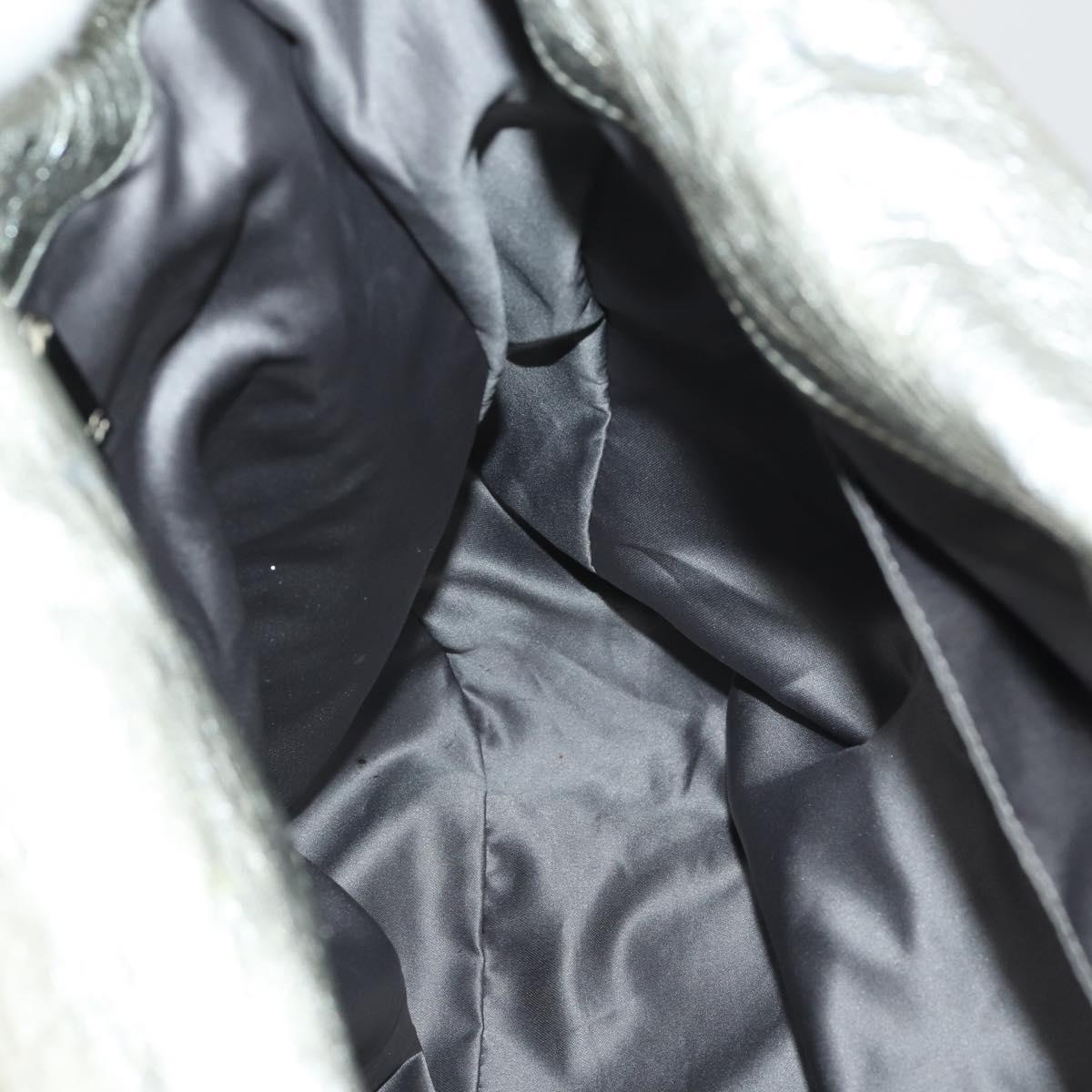 CHANEL COCO Mark Punching Shoulder Bag Leather 2way Silver CC Auth 197660