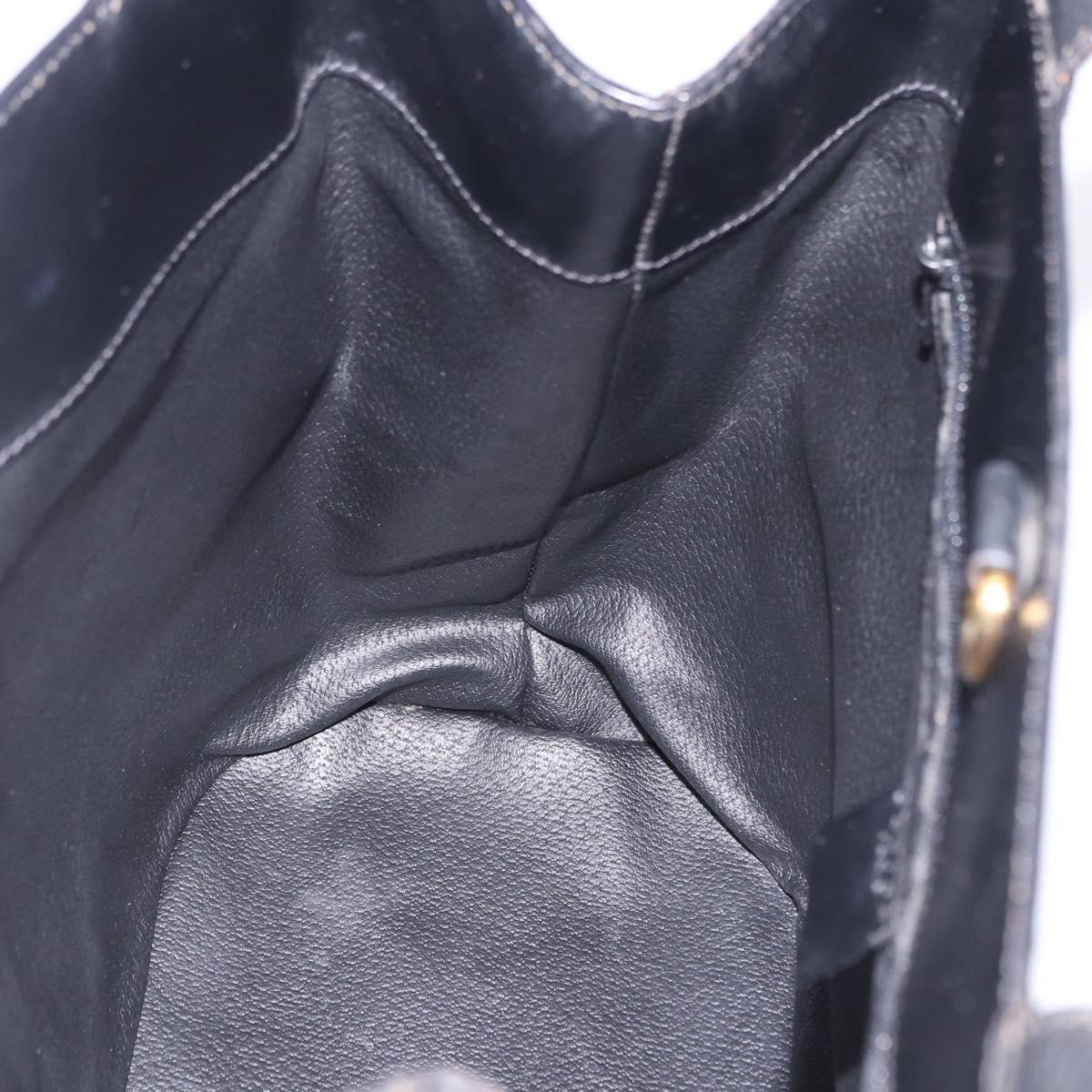 CELINE Macadam Canvas Tote Bag PVC Leather Black Gold Auth 197661V
