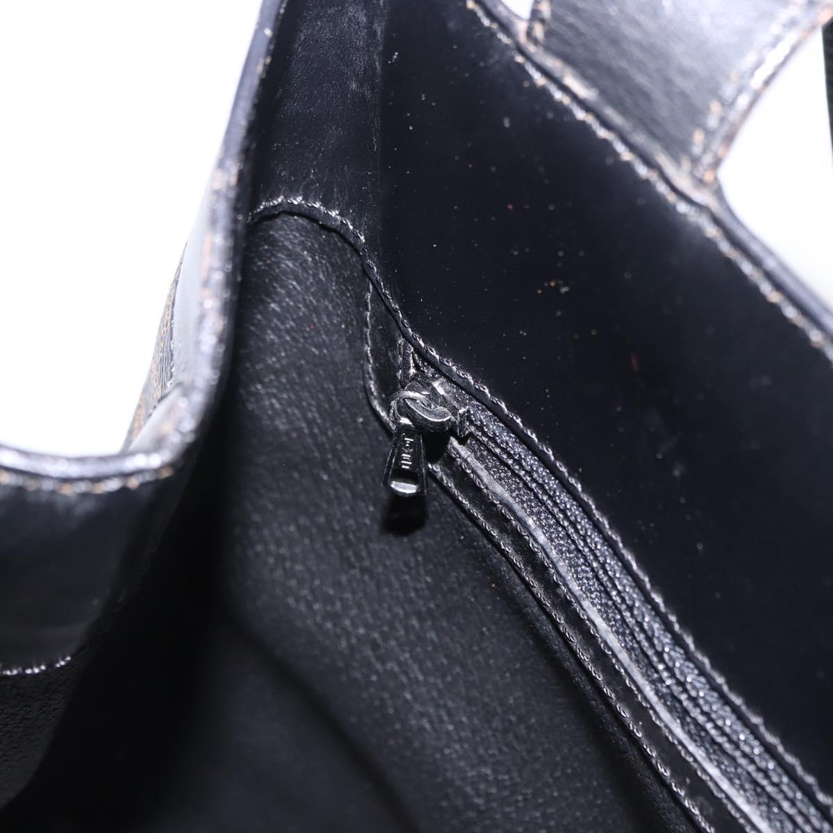 CELINE Macadam Canvas Tote Bag PVC Leather Black Gold Auth 197661V