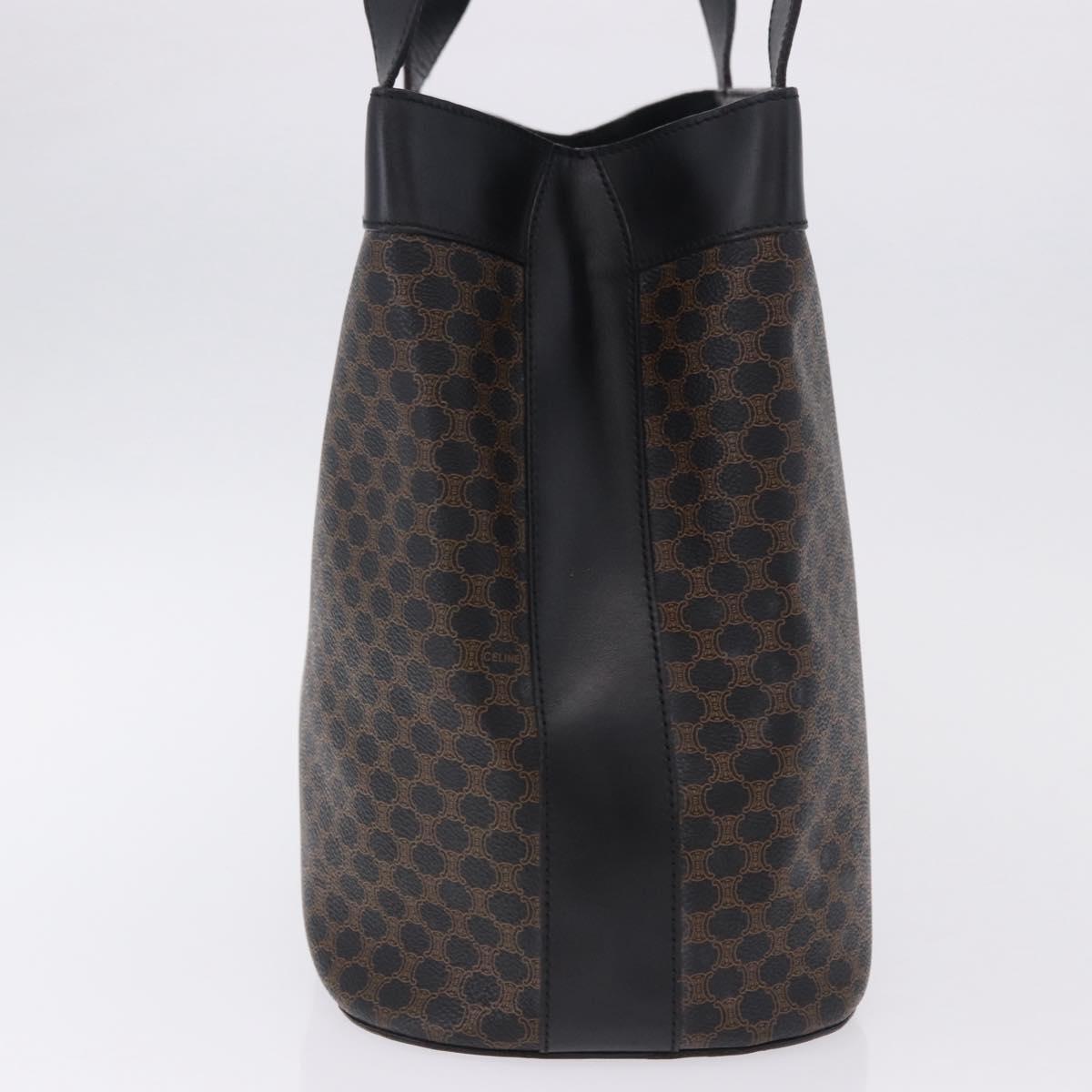 CELINE Macadam Canvas Tote Bag PVC Leather Black Gold Auth 197661V