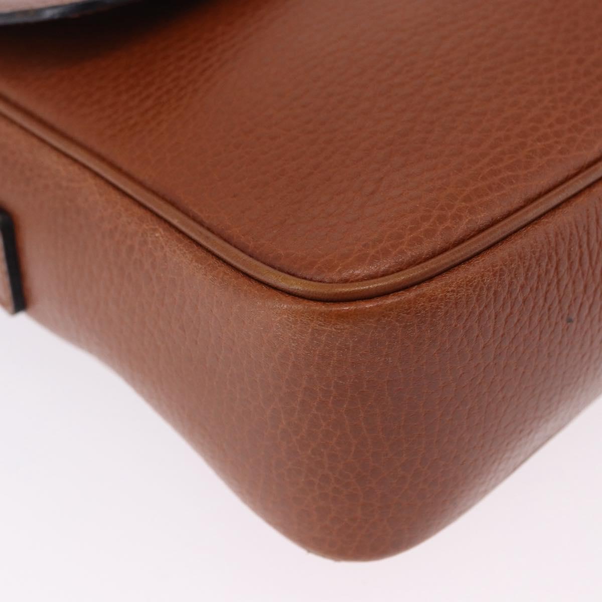 CELINE Shoulder Bag Leather Brown Gold Auth 197663V