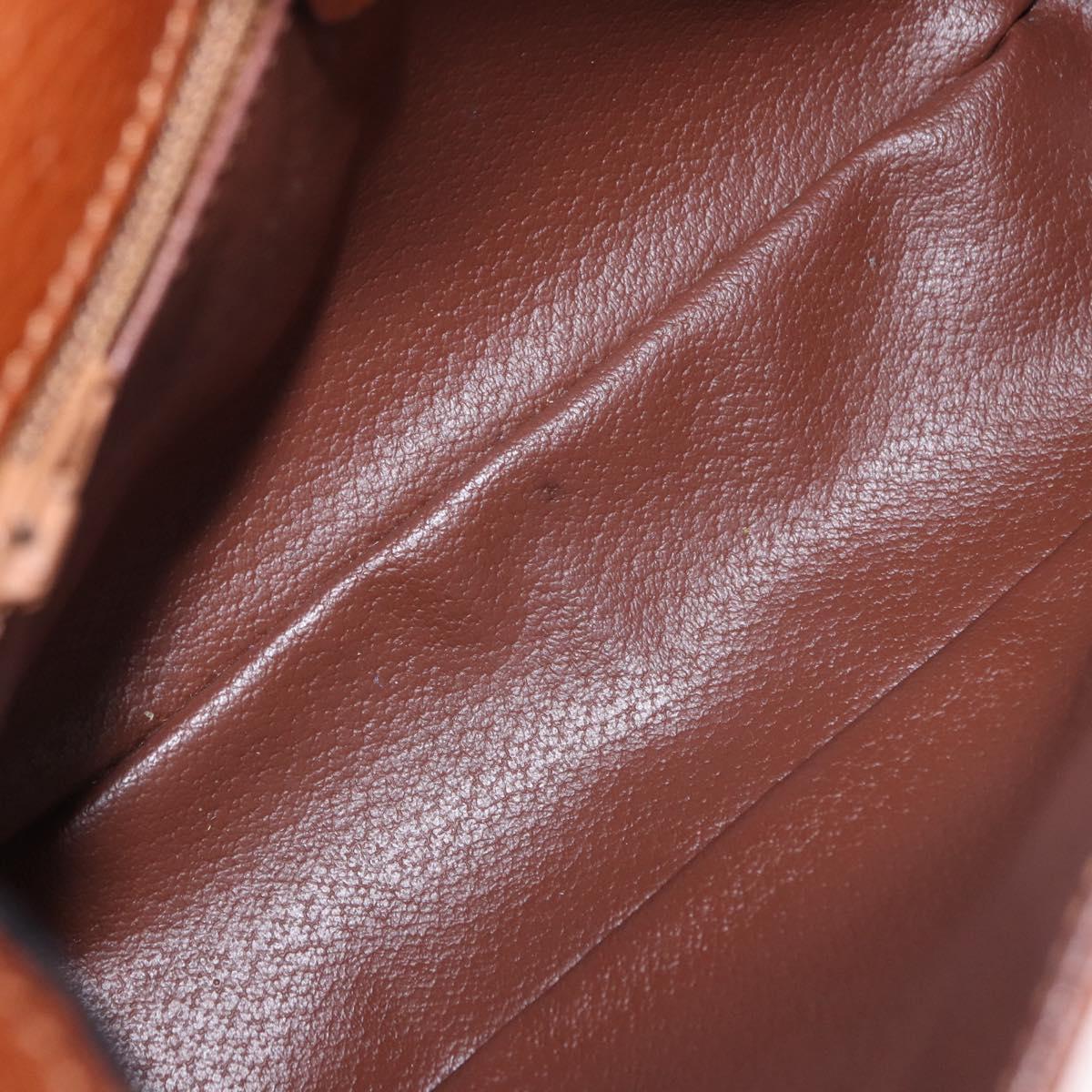CELINE Shoulder Bag Leather Brown Gold Auth 197663V
