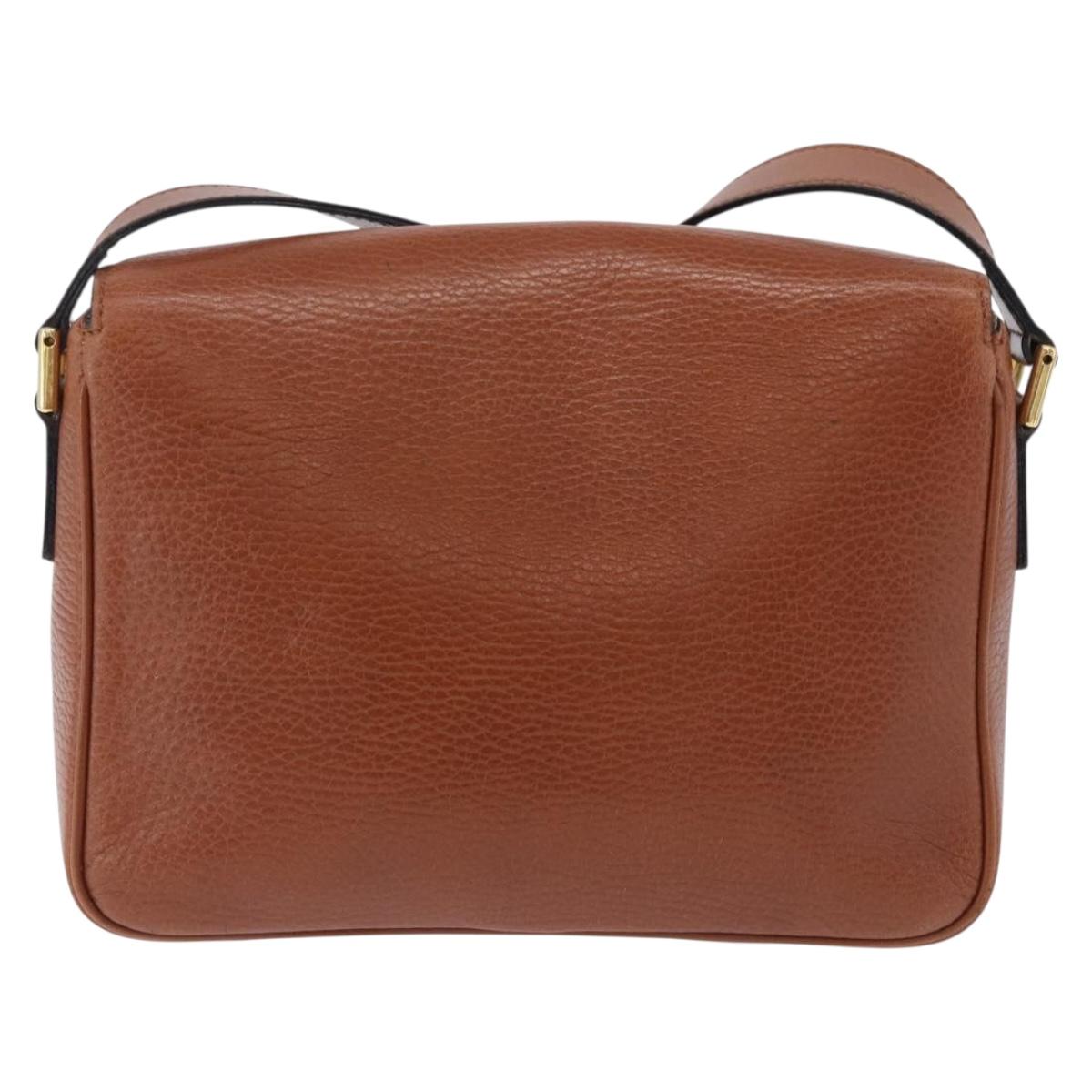 CELINE Shoulder Bag Leather Brown Gold Auth 197663V