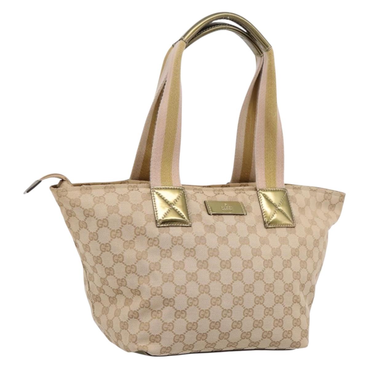 GUCCI GG Canvas Sherry Line Tote Bag Beige 131230 Auth 197665