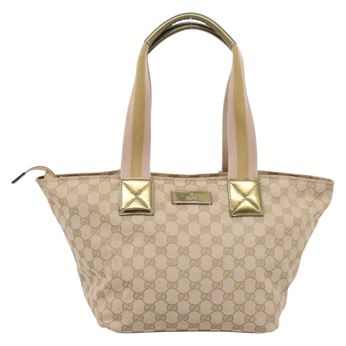 GUCCI GG Canvas Sherry Line Tote Bag Beige 131230 Auth 197665