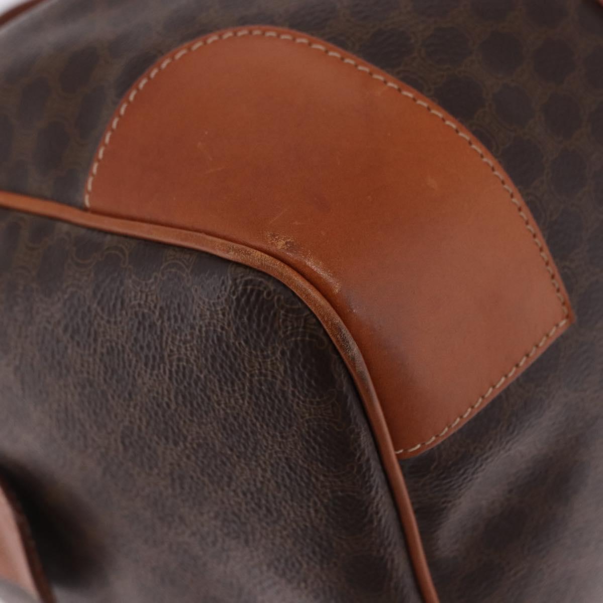 CELINE Macadam Canvas Boston Bag PVC Leather Brown Gold Auth 197668V