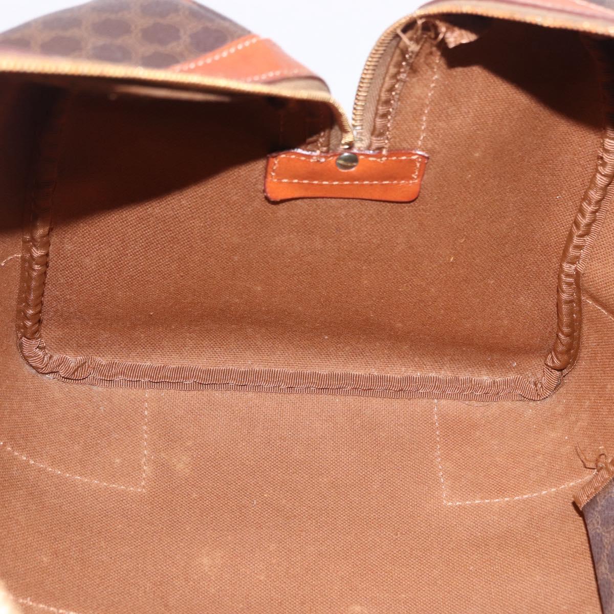 CELINE Macadam Canvas Boston Bag PVC Leather Brown Gold Auth 197668V