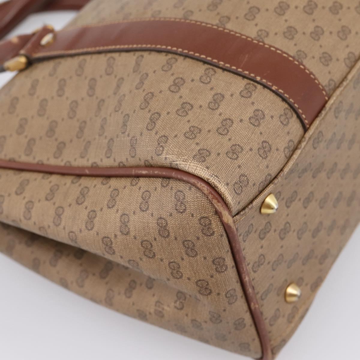 GUCCI Micro GG Supreme Hand Bag PVC Beige Gold 000 101 0140 Auth 197669