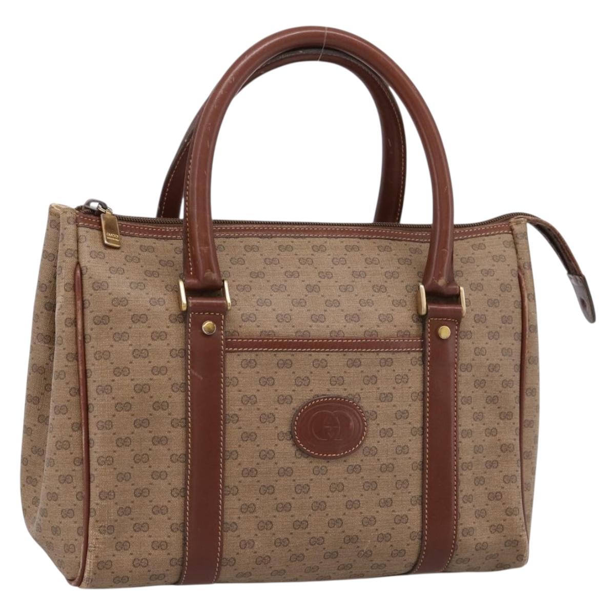 GUCCI Micro GG Supreme Hand Bag PVC Beige Gold 000 101 0140 Auth 197669