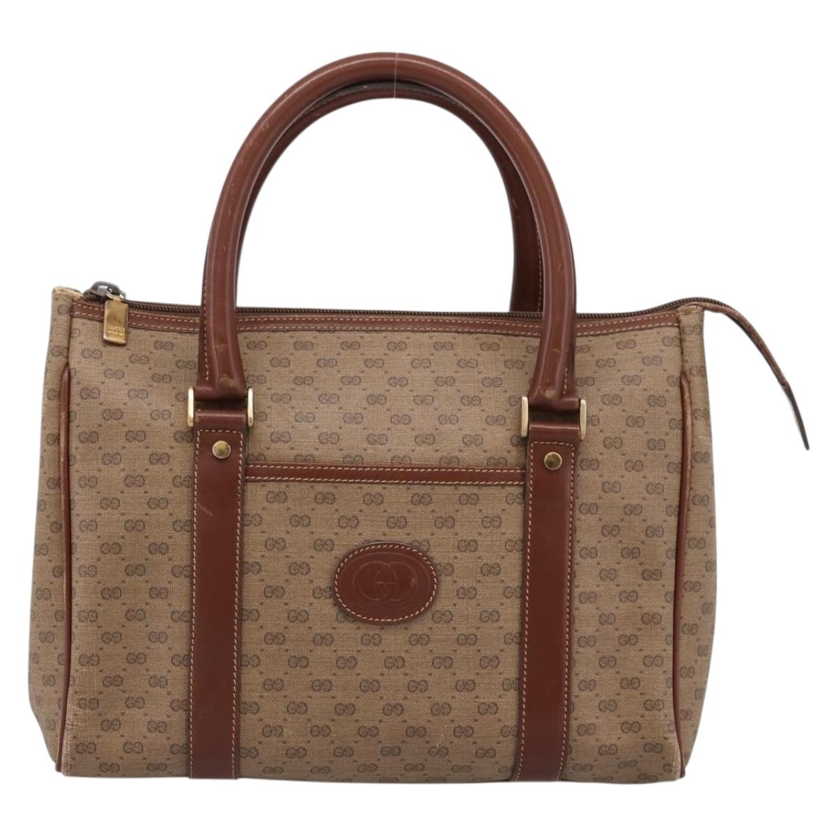GUCCI Micro GG Supreme Hand Bag PVC Beige Gold 000 101 0140 Auth 197669