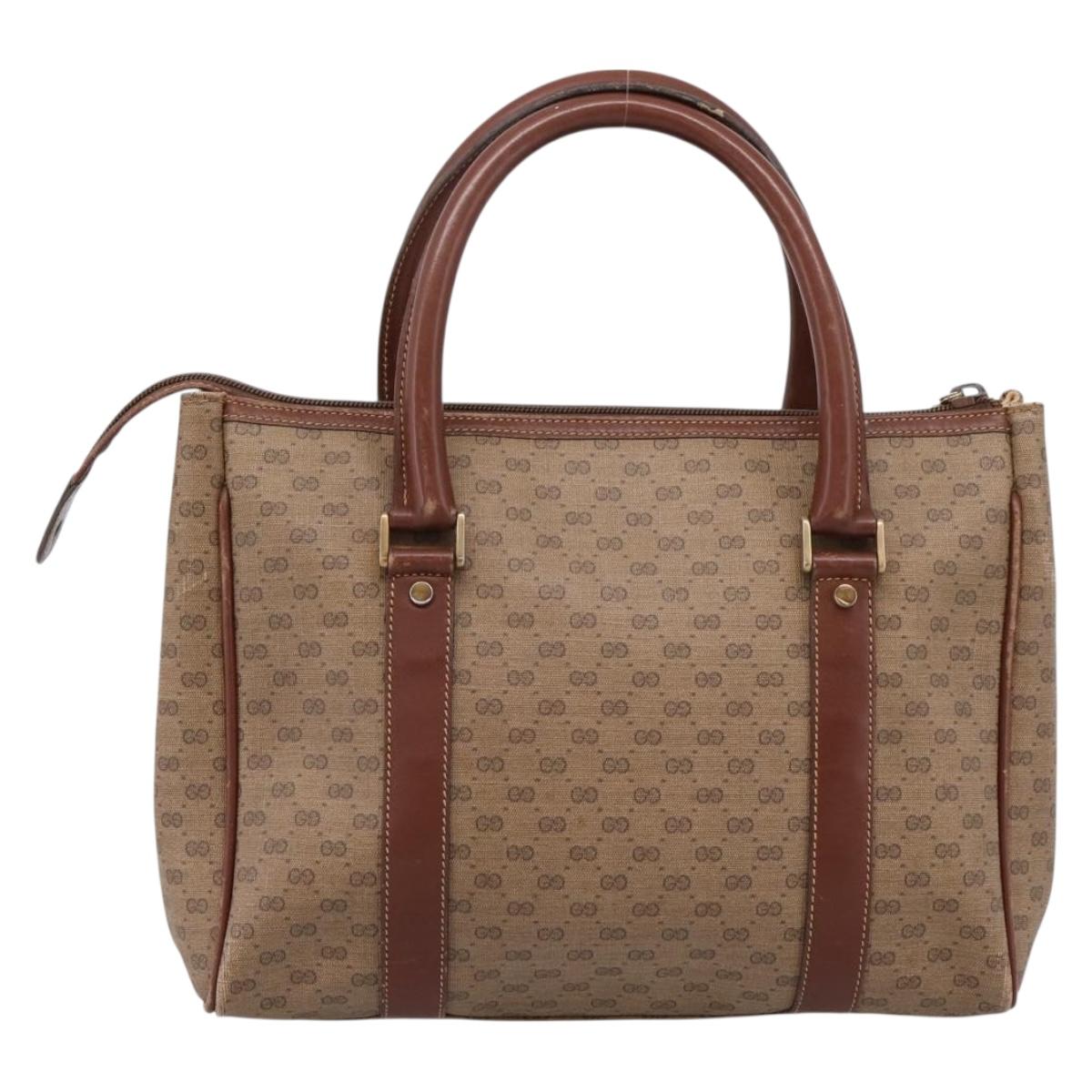 GUCCI Micro GG Supreme Hand Bag PVC Beige Gold 000 101 0140 Auth 197669