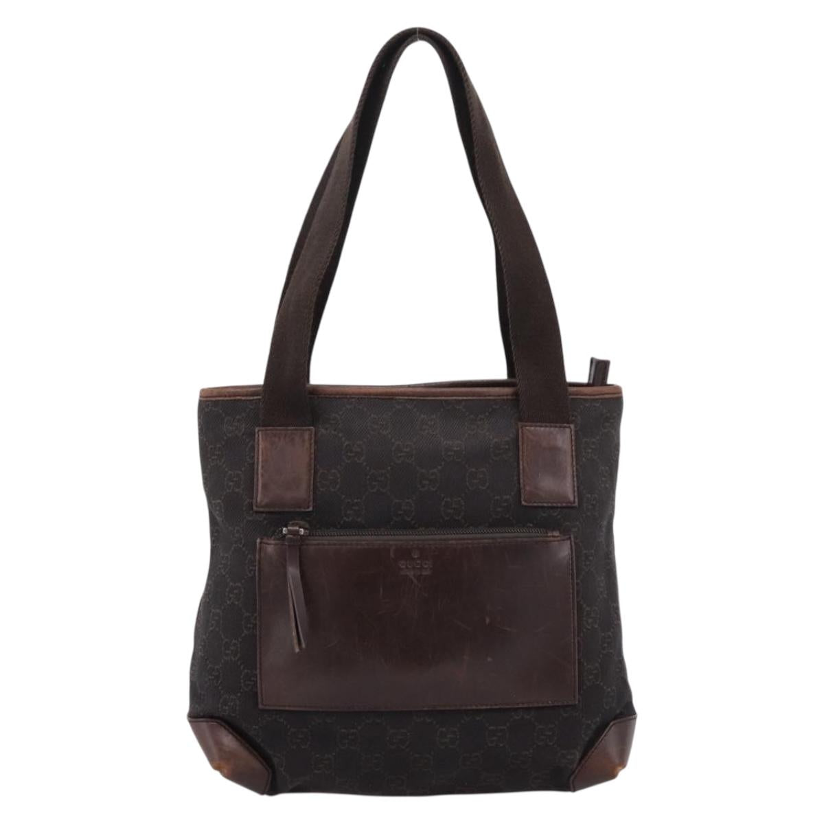GUCCI GG Canvas Hand Bag Black Silver 28893 Auth 197671