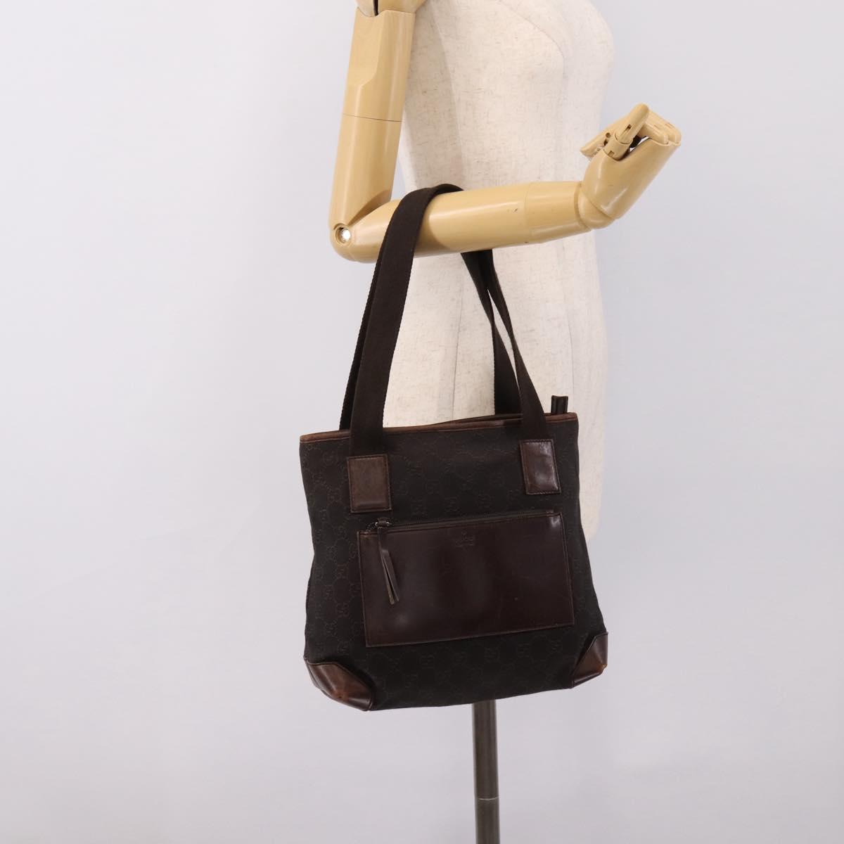 GUCCI GG Canvas Hand Bag Black Silver 28893 Auth 197671