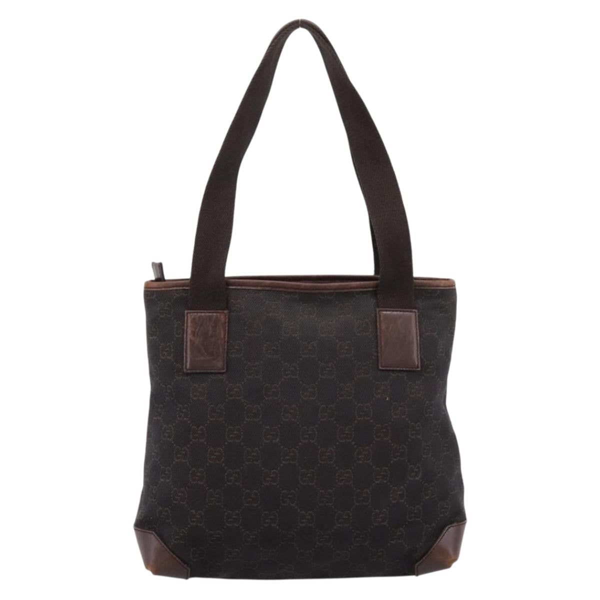 GUCCI GG Canvas Hand Bag Black Silver 28893 Auth 197671
