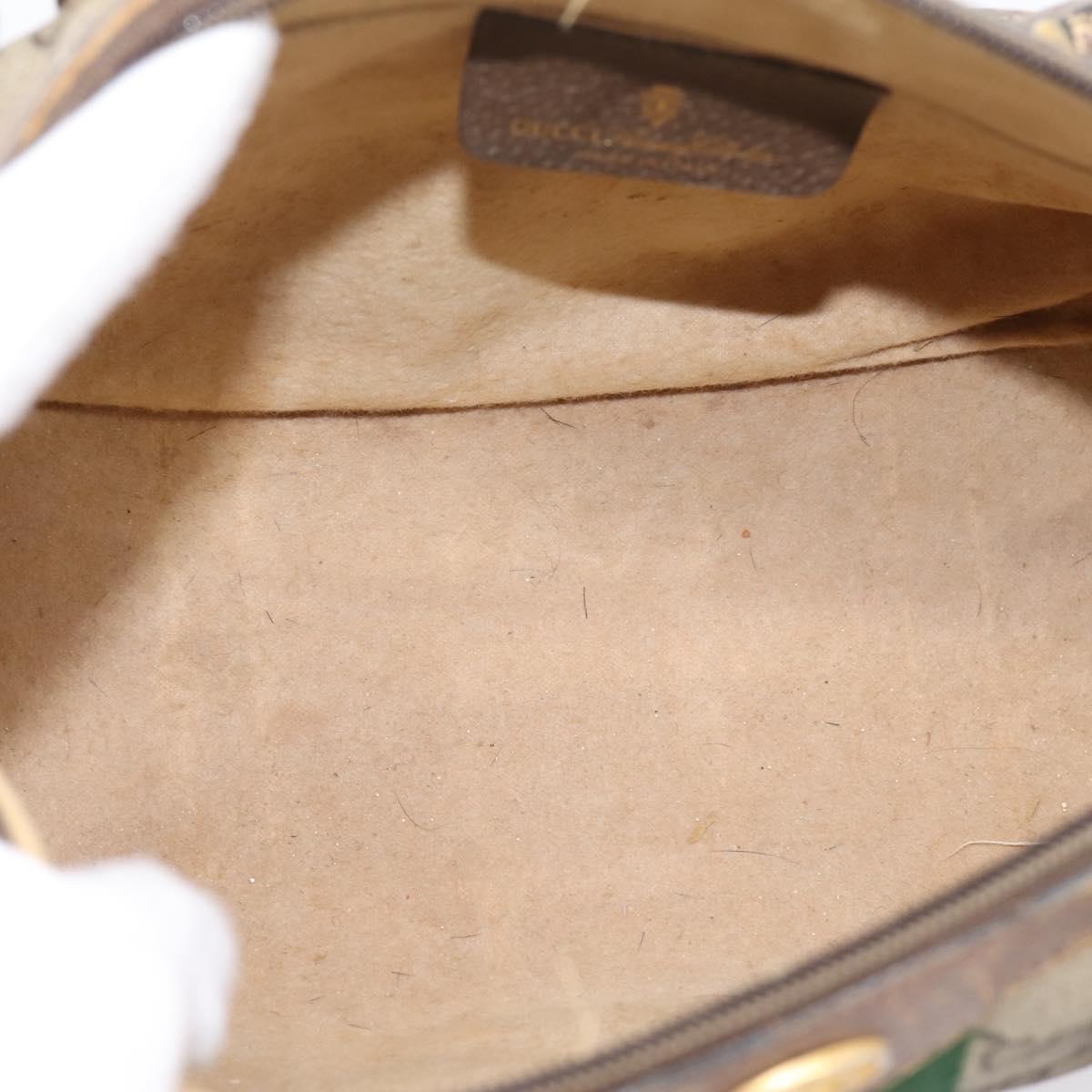 GUCCI GG Supreme Web Sherry Line Hand Bag PVC Beige Gold 39 02 006 Auth 197672
