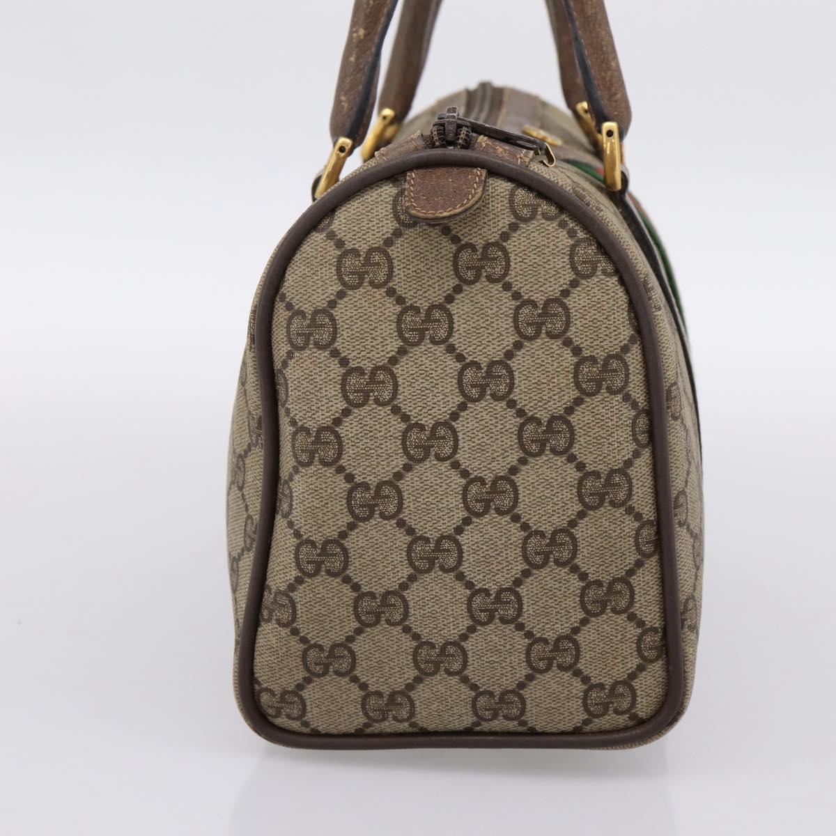 GUCCI GG Supreme Web Sherry Line Hand Bag PVC Beige Gold 39 02 006 Auth 197672