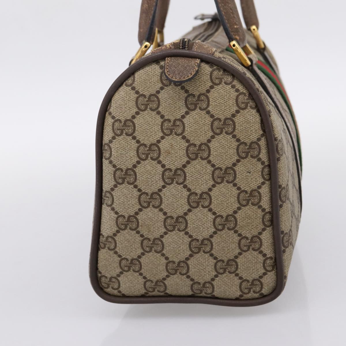 GUCCI GG Supreme Web Sherry Line Hand Bag PVC Beige Gold 39 02 006 Auth 197672