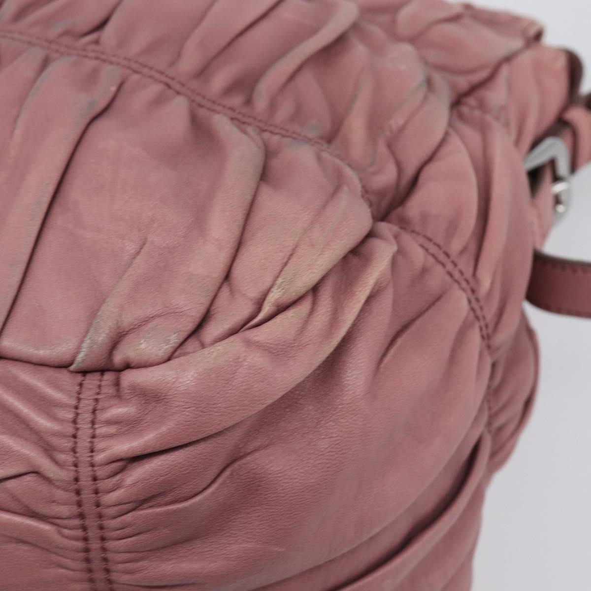 PRADA Hand Bag Leather 2way Pink Silver Auth 197673