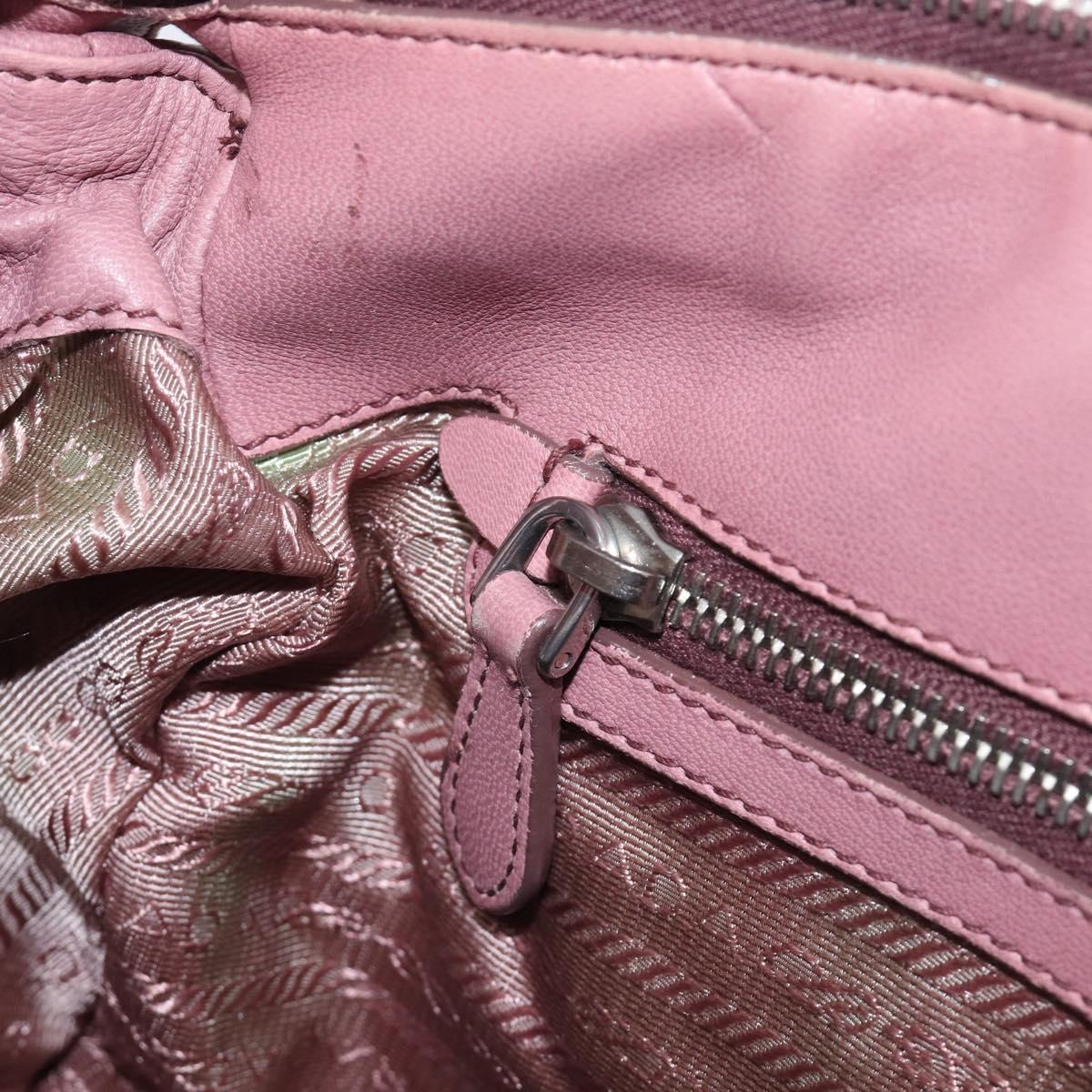 PRADA Hand Bag Leather 2way Pink Silver Auth 197673