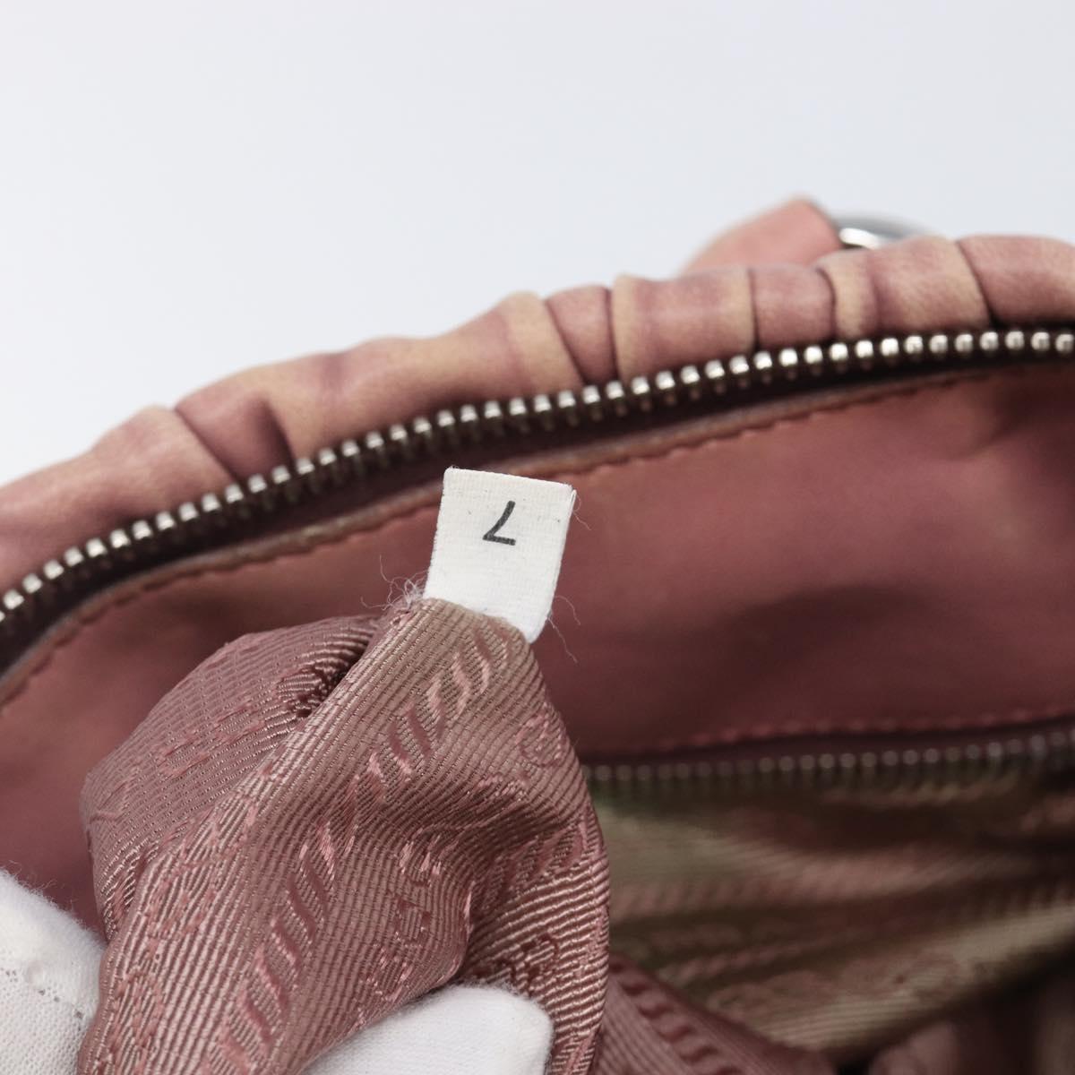 PRADA Hand Bag Leather 2way Pink Silver Auth 197673