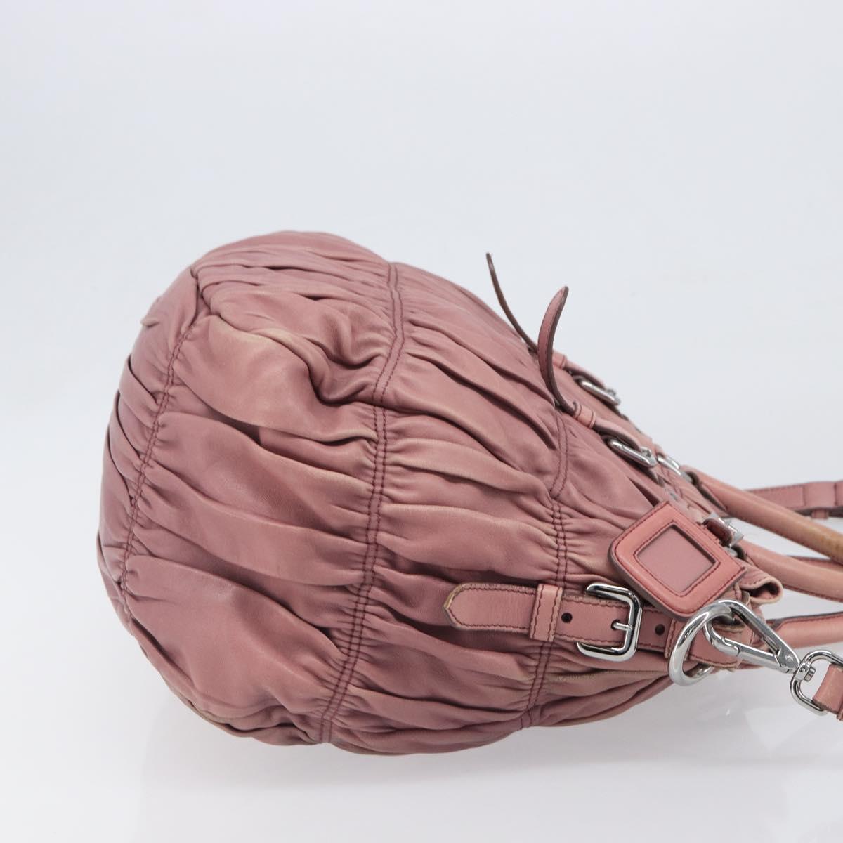 PRADA Hand Bag Leather 2way Pink Silver Auth 197673