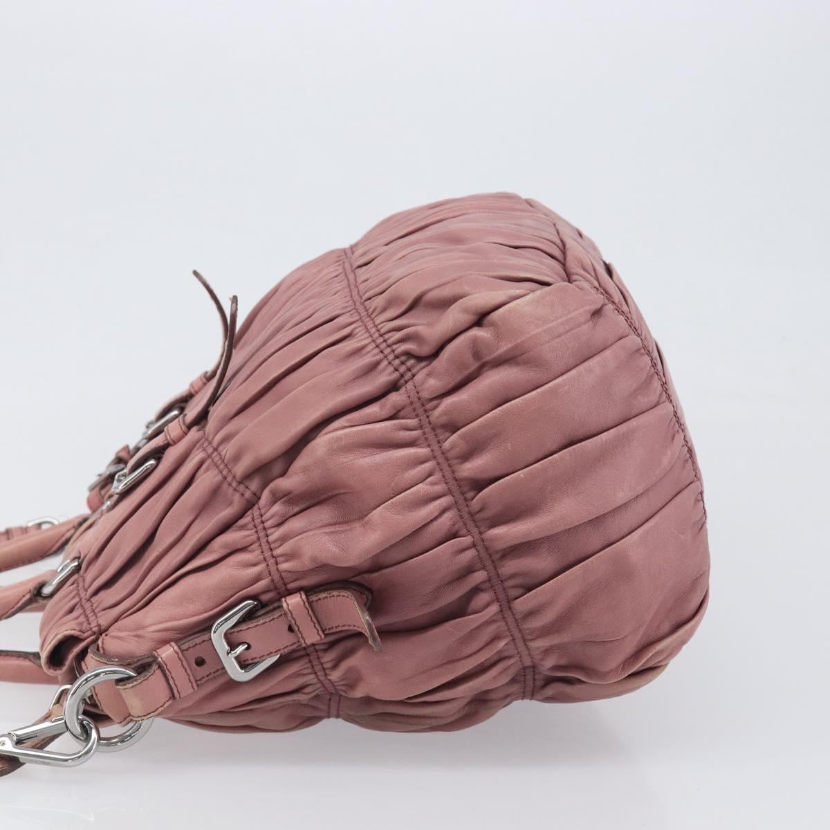 PRADA Hand Bag Leather 2way Pink Silver Auth 197673