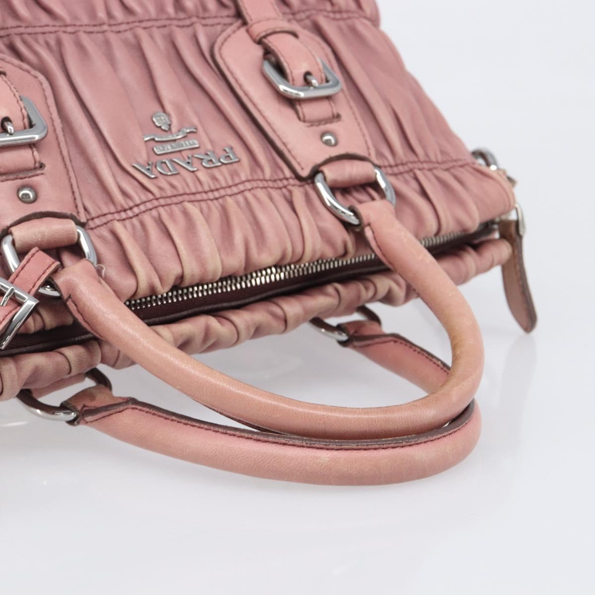 PRADA Hand Bag Leather 2way Pink Silver Auth 197673