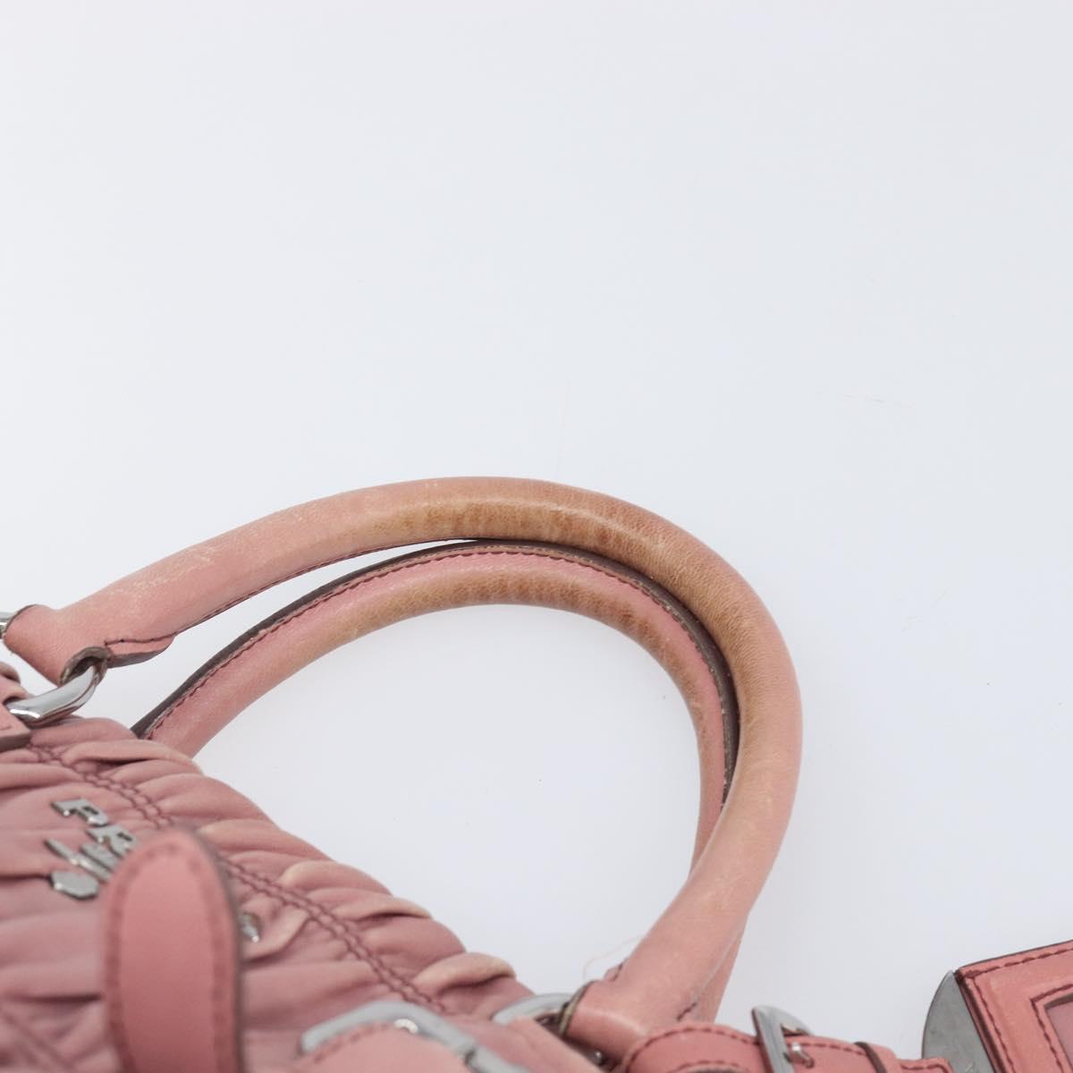PRADA Hand Bag Leather 2way Pink Silver Auth 197673