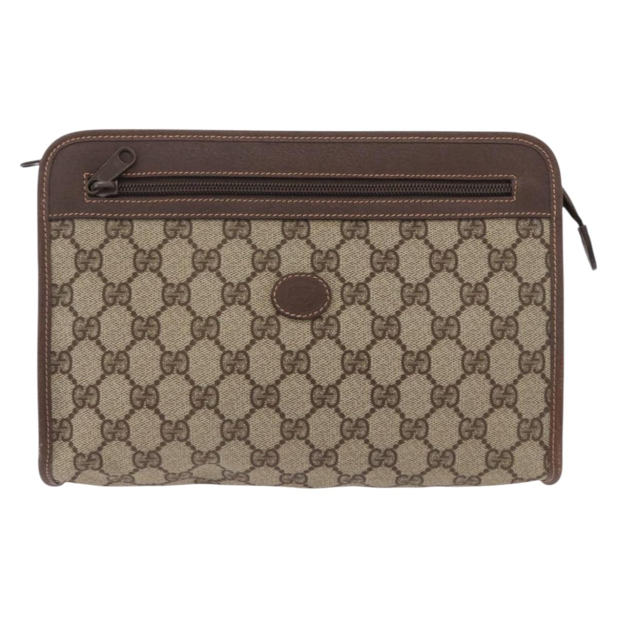GUCCI GG Supreme Clutch Bag PVC Beige 014 115 6063 Auth 197675A