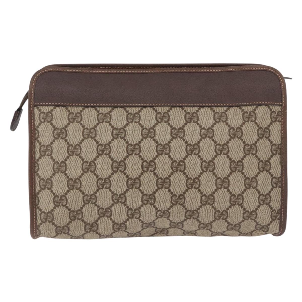 GUCCI GG Supreme Clutch Bag PVC Beige 014 115 6063 Auth 197675A