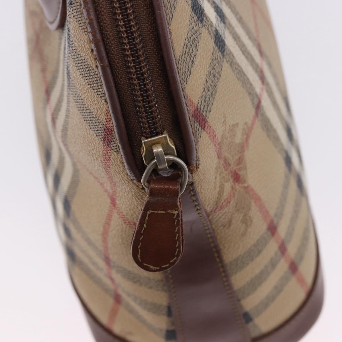 Burberrys Nova Check Hand Bag PVC Beige Gold Auth 197676