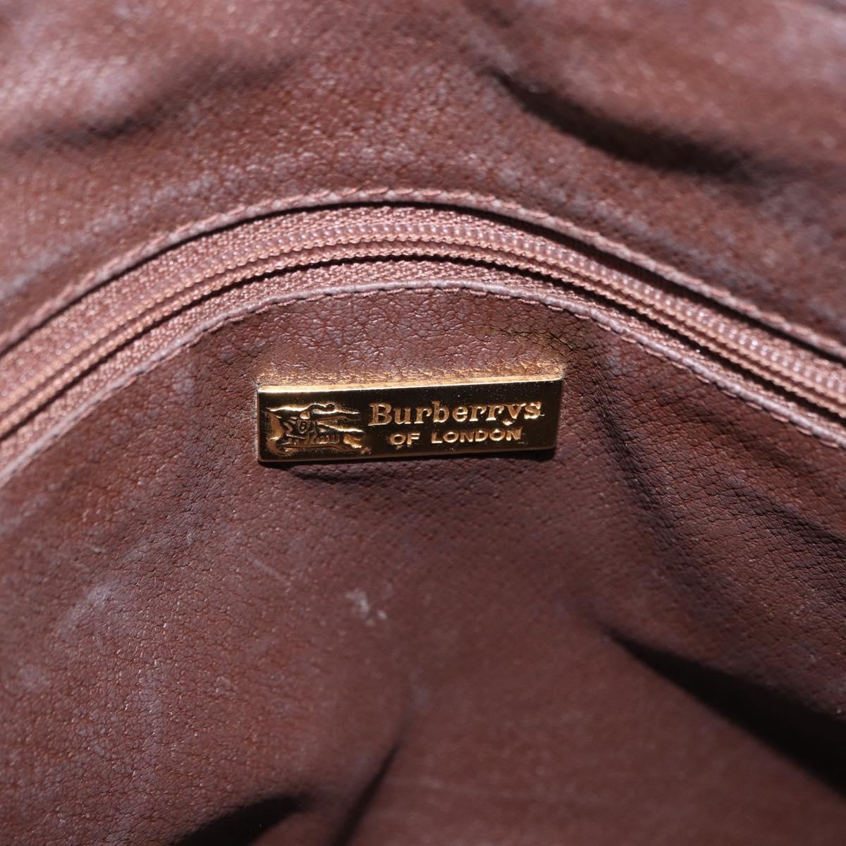Burberrys Nova Check Hand Bag PVC Beige Gold Auth 197676