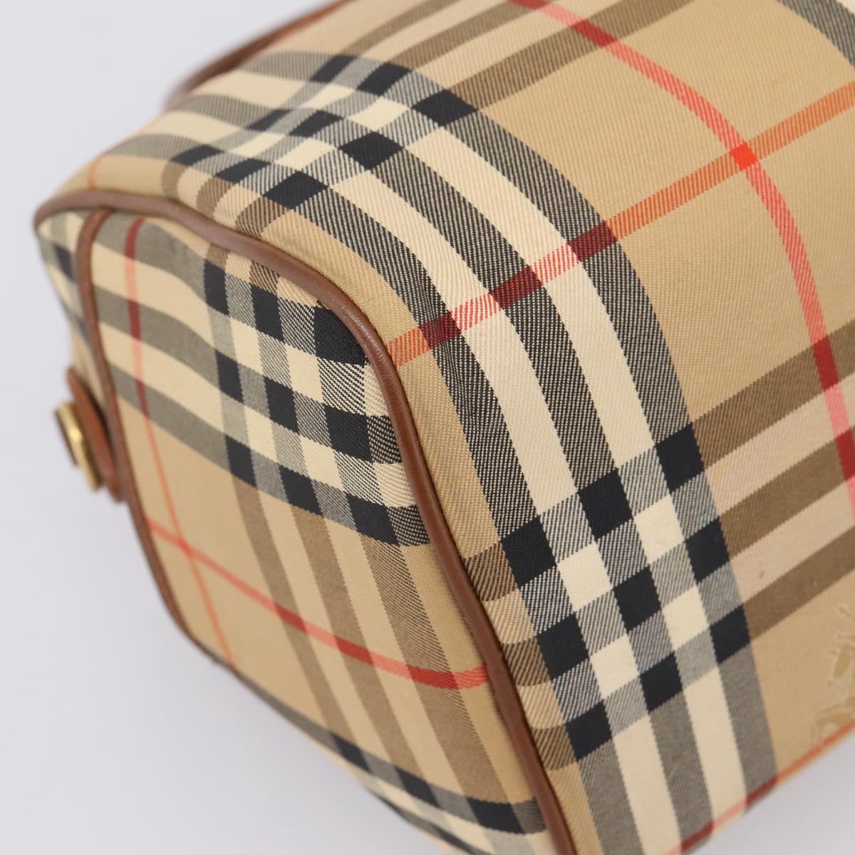 Burberrys Nova Check Hand Bag Canvas Beige Gold Auth 197677A