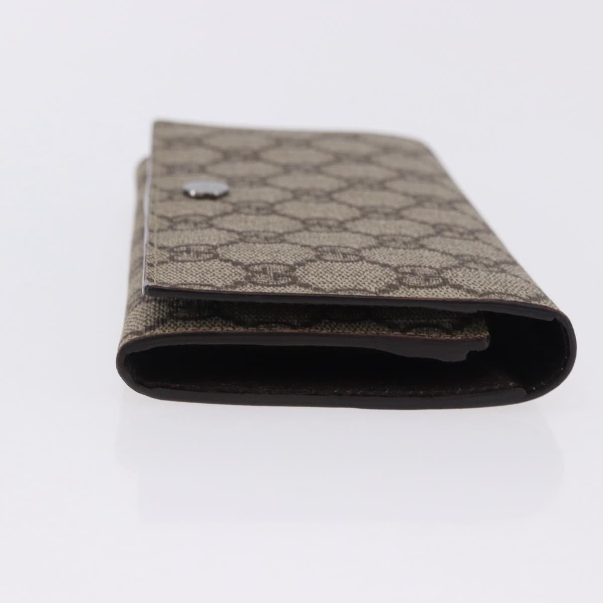 GUCCI GG Supreme Long Wallet PVC Beige Silver 115048 Auth 197678V