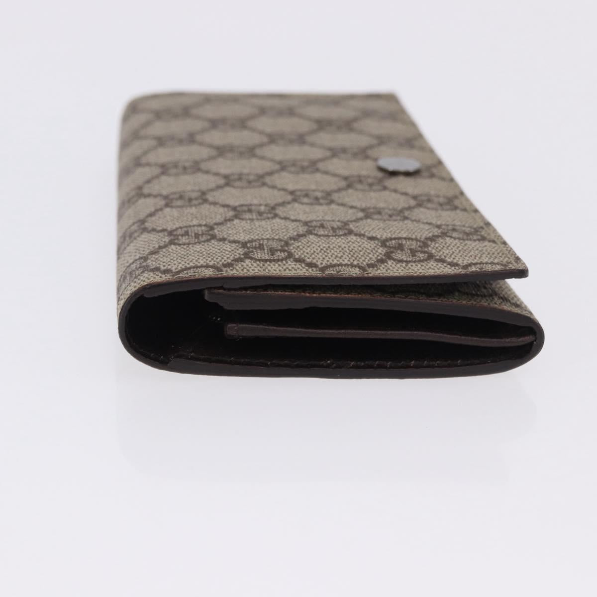 GUCCI GG Supreme Long Wallet PVC Beige Silver 115048 Auth 197678V
