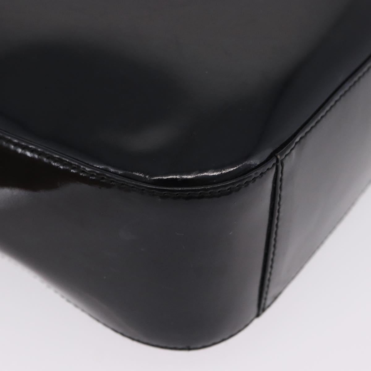 GUCCI Shoulder Bag Patent Leather Black Silver 000 0506 Auth 197679