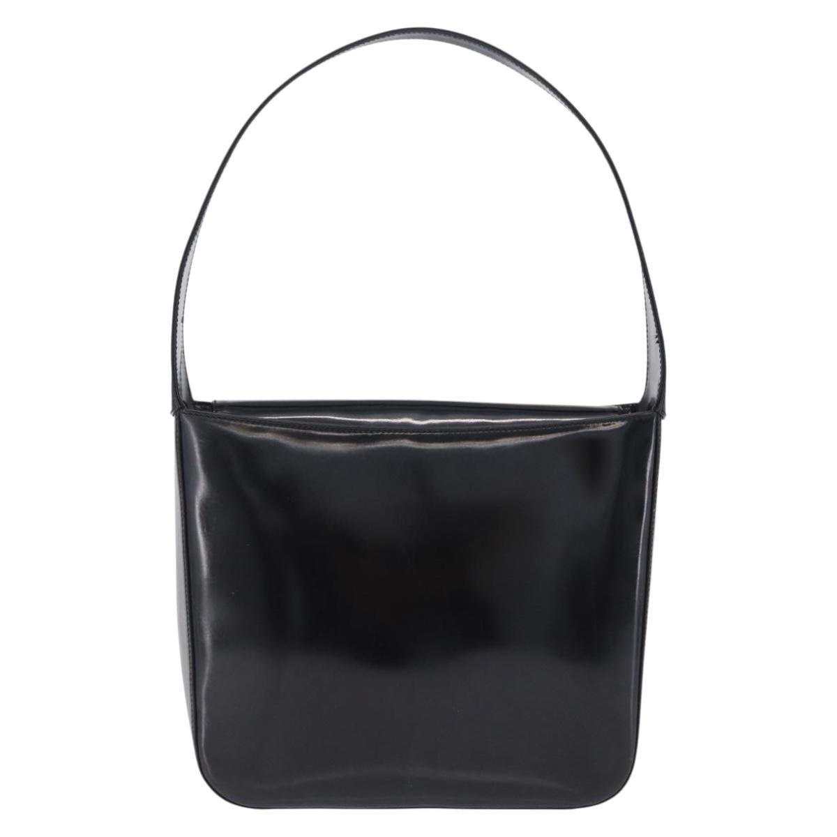 GUCCI Shoulder Bag Patent Leather Black Silver 000 0506 Auth 197679