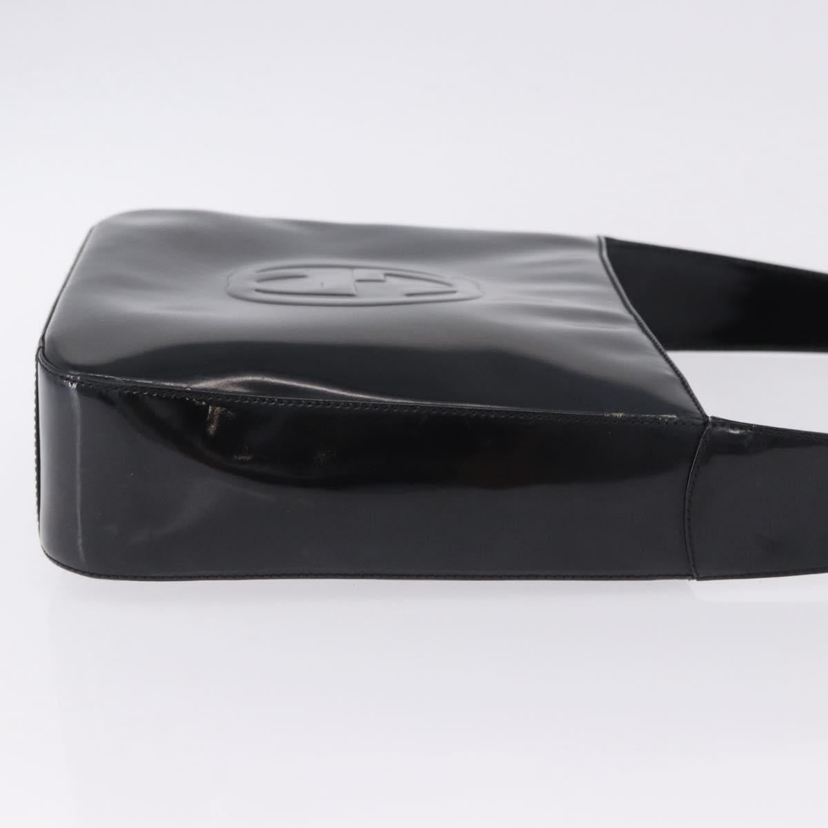GUCCI Shoulder Bag Patent Leather Black Silver 000 0506 Auth 197679