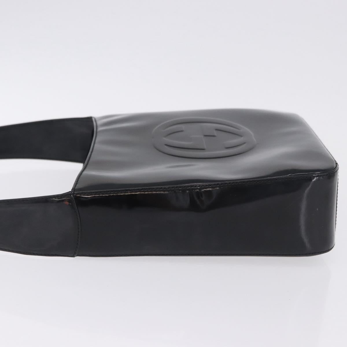 GUCCI Shoulder Bag Patent Leather Black Silver 000 0506 Auth 197679