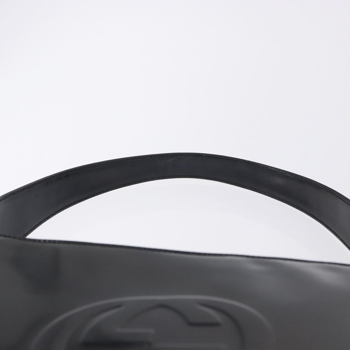 GUCCI Shoulder Bag Patent Leather Black Silver 000 0506 Auth 197679
