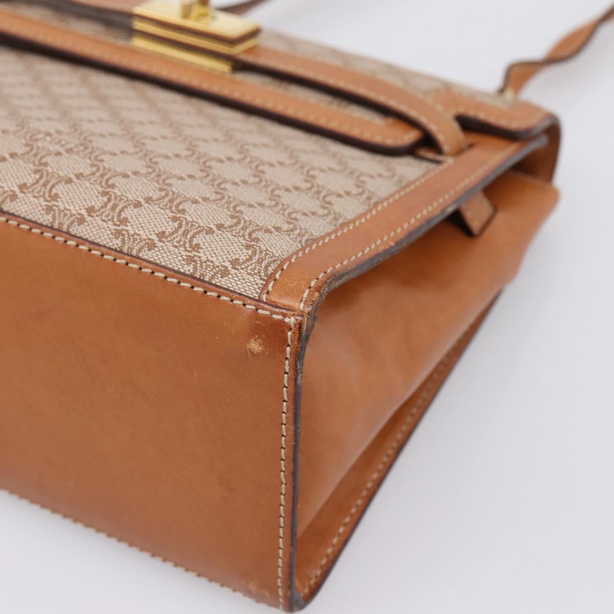 CELINE Macadam Canvas Shoulder Bag PVC Beige Gold Auth 197680V